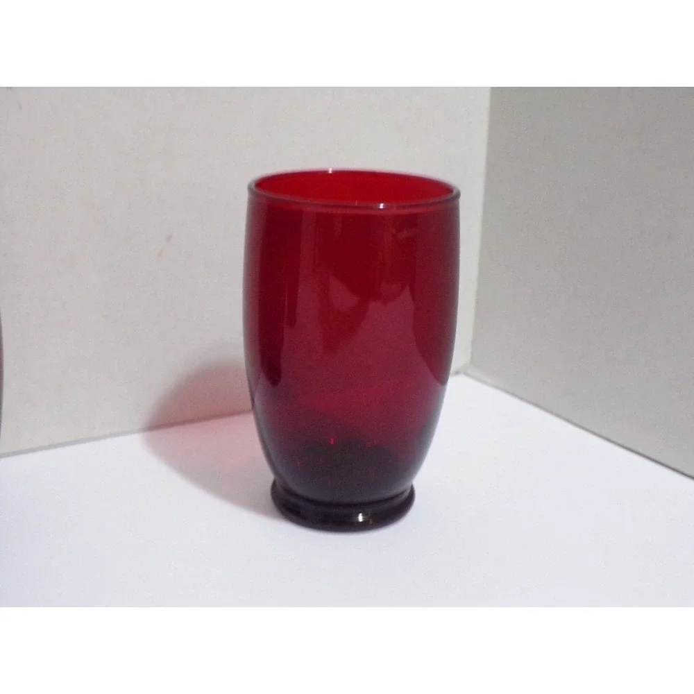 Anchor Hocking Baltic Royal Ruby 12 Ounce Tumblers 1967 Set of 4 Footed Vintage